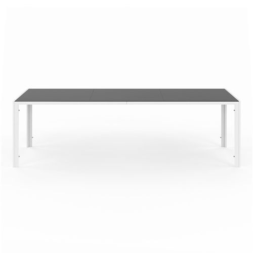 Salon De Jardin Madrid Table 240 Cm Et 10 Chaises Empilables Blanc Et Gris