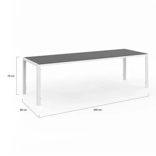 Salon De Jardin Madrid Table 240 Cm Et 10 Chaises Empilables Blanc Et Gris