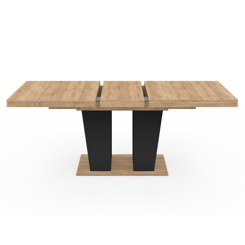 Table à Manger Extensible Rectangle Eliad 6-10 Personnes Bois Et Noir 160-200 Cm