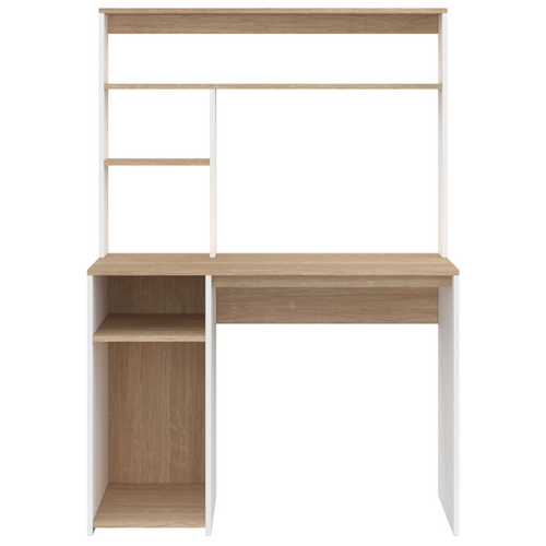 Bureau Avec Étagères De Rangement Dan Blanc Et Façon Hêtre