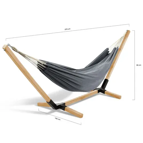 Hamac Avec Support Bois Et Toile Gris Anthracite Tahiti