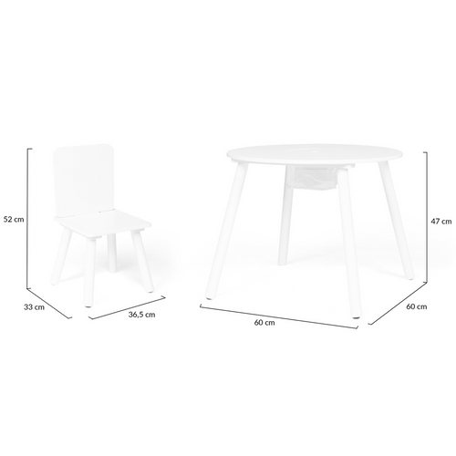 Table + 2 Chaises Enfant Candice Avec Espace De Rangement En Bois Blanc