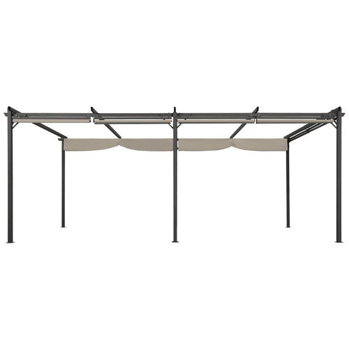 Pergola édition Spéciale Toit Rétractable 3x6 M Et 6 Stores Taupe