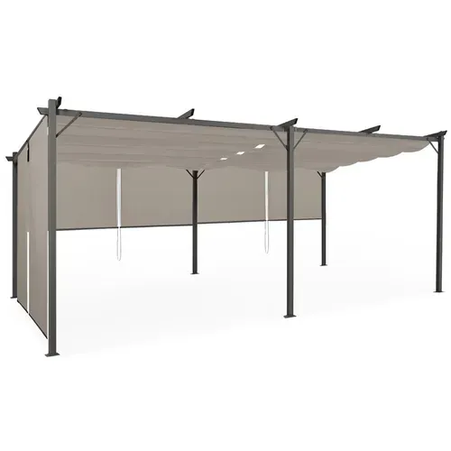 Pergola édition Spéciale Toit Rétractable 3x6 M Et 6 Stores Taupe