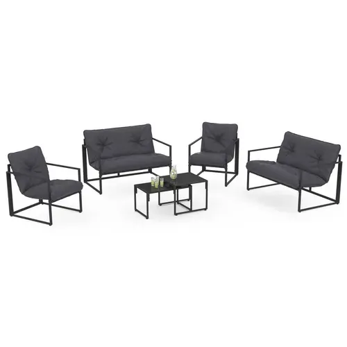 Salon De Jardin Bas Nairobi 6 Places En Acier Gris Anthracite