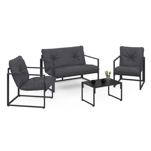 Salon De Jardin Bas Nairobi 4 Places En Acier Gris Anthracite