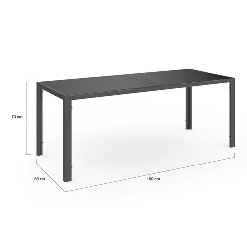 Salon De Jardin Madrid Table 190 Cm Et 8 Chaises Empilables Mix Color Bleu, Gris Et Noir