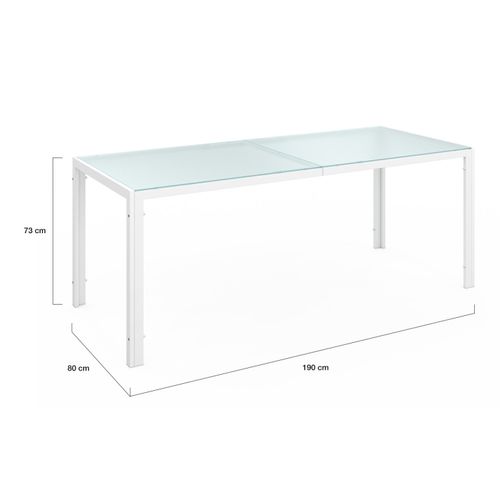 Salon De Jardin Madrid Table 190 Cm Et 8 Chaises Empilables Blanc Et Beige