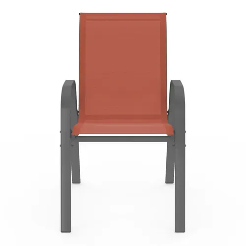 Lot De 6 Chaises De Jardin Lyma Métal Et Textilène Empilables Terracotta