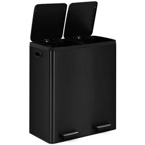 Poubelle De Cuisine Tri Sélectif 2 X 30l Noir 2 Seaux Amovibles Et Pédales En Métal