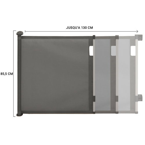 Barrière De Sécurité Rétractable Pour Animaux Domestiques 130 Cm Gris