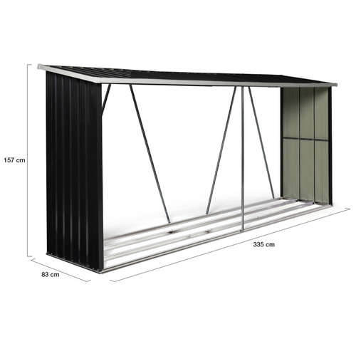 Abri De Stockage 4 M³ Gris En Acier Galvanisé Pour Bûches