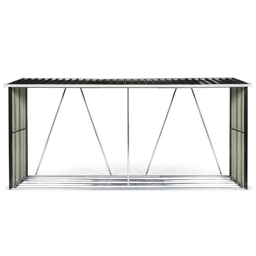 Abri De Stockage 4 M³ Gris En Acier Galvanisé Pour Bûches