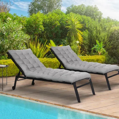 Lot De 2 Coussins Universels De Transat Adam 180 Cm Gris