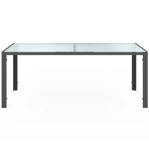 Salon De Jardin Madrid Table 190 Cm Et 8 Chaises Empilables Gris Anthracite Plateau Transparent