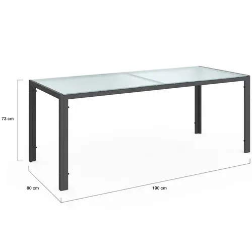 Salon De Jardin Madrid Table 190 Cm Et 8 Chaises Empilables Gris Anthracite Plateau Transparent