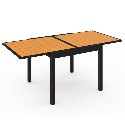 Salon De Jardin Poly Table Extensible 90-180 Cm Et 8 Chaises Bois Et Noir