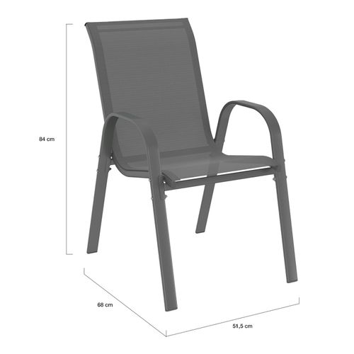 Salon De Jardin Madrid Table Extensible Gris 135-270 Cm Et 12 Chaises Empilables Gris Anthracite