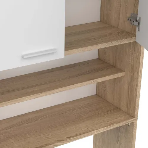 Meuble étagères De Rangement Dessus Machine à Laver Et Wc Wallis Blanc Et Hêtre