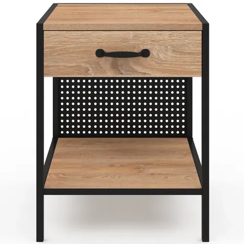 Lot De 2 Tables De Chevet Preston 1 Tiroir Avec Tablette Acier Perforé Design Industriel