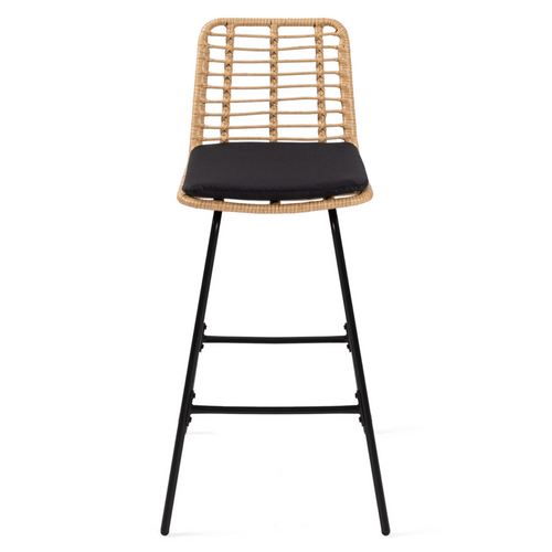 Lot De 2 Tabourets De Bar Summer Effet Rotin Pied Métal Noir