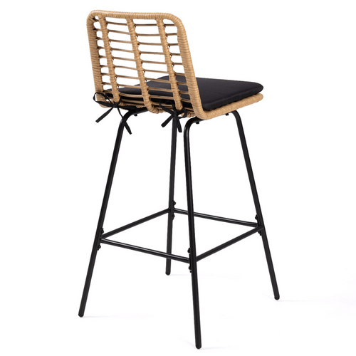 Lot De 2 Tabourets De Bar Summer Effet Rotin Pied Métal Noir