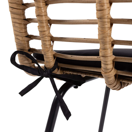 Lot De 2 Tabourets De Bar Summer Effet Rotin Pied Métal Noir