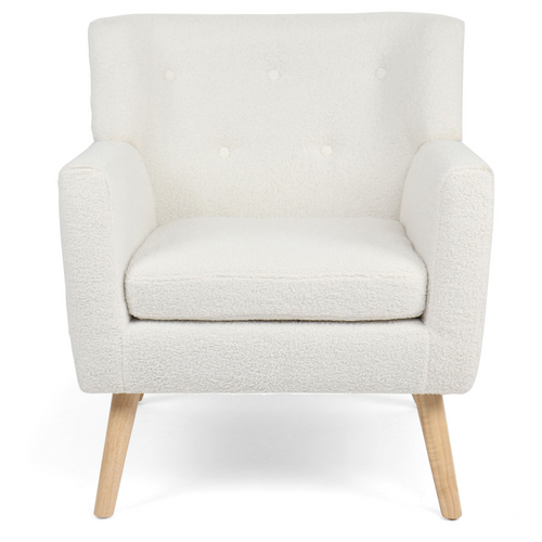 Fauteuil Scandinave Liv En Tissu Bouclette Blanc