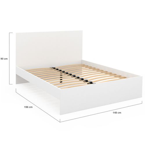 Lit Double Omaha Avec Tête De Lit Et Sommier 140 X 190 Cm Blanc