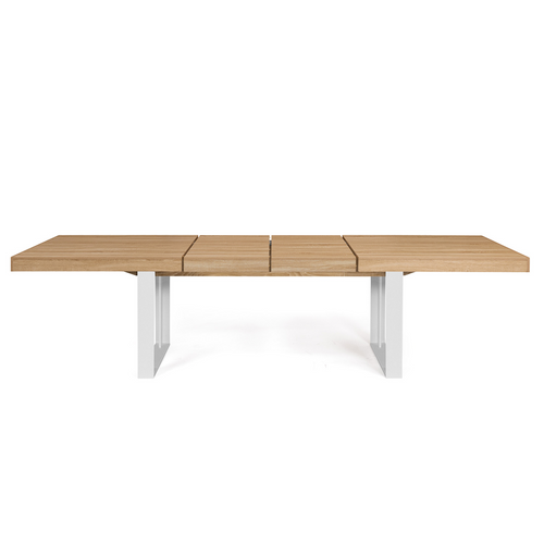 Table à Manger Extensible Rectangle Phoenix 6-12 Personnes Bois Et Blanc 200-300 Cm