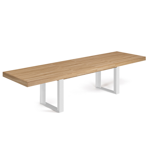 Table à Manger Extensible Rectangle Phoenix 6-12 Personnes Bois Et Blanc 200-300 Cm