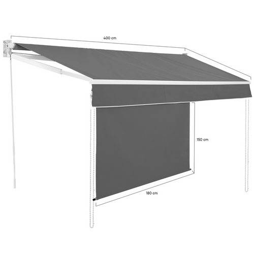 Store Banne Manuel 4x3 M Gris Anthracite Lambrequin H.1,50 M