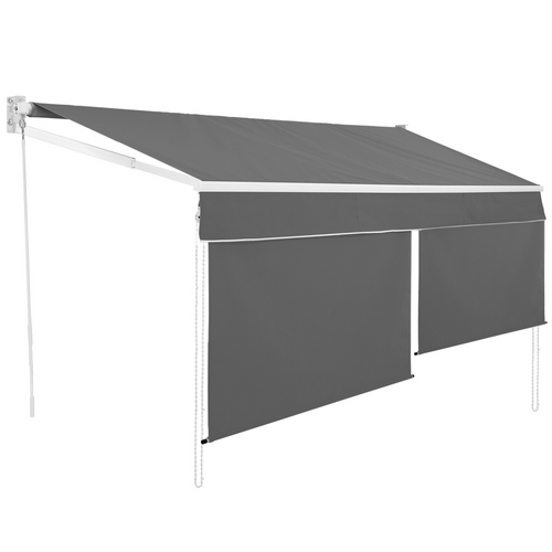 Store Banne Manuel 4x3 M Gris Anthracite Lambrequin H.1,50 M