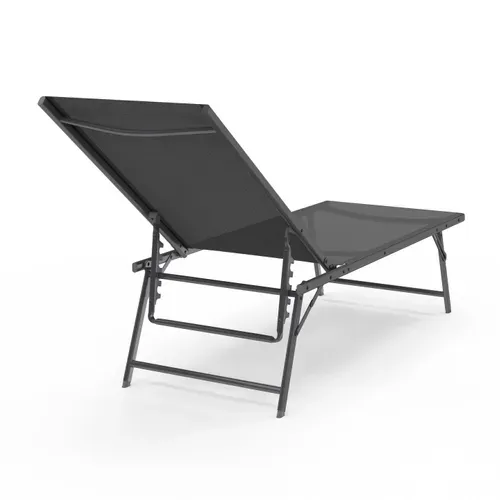 Lot De 2 Transats De Jardin Inclinables Kailua En Acier Gris Anthracite Et Toile Grise