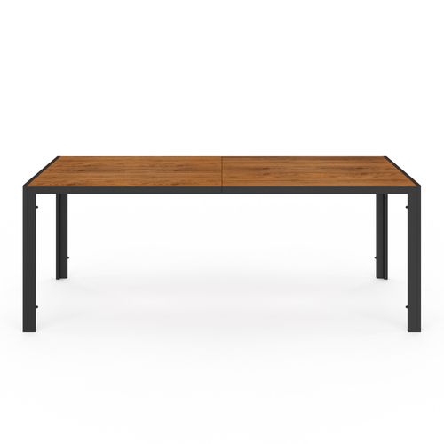 Ensemble Table Et Assise Noumea Table 190 Cm Plateau Effet Bois Et 8 Chaises Empilables Noir Et Bois
