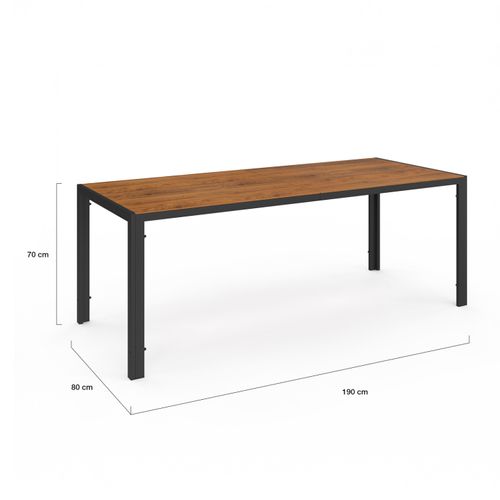 Ensemble Table Et Assise Noumea Table 190 Cm Plateau Effet Bois Et 8 Chaises Empilables Noir Et Bois