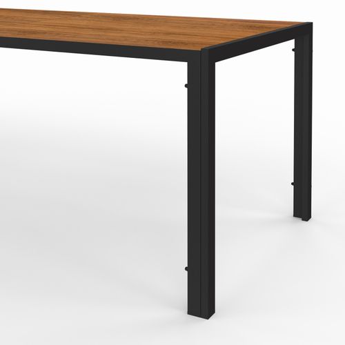 Ensemble Table Et Assise Noumea Table 190 Cm Plateau Effet Bois Et 8 Chaises Empilables Noir Et Bois