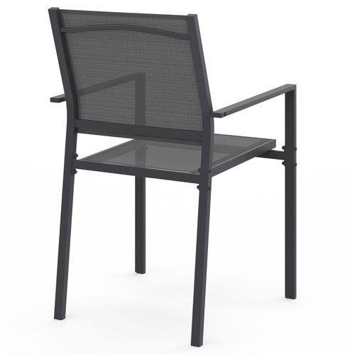 Lot De 6 Chaises De Jardin Olbia Métal Et Textilène Empilables Gris Anthracite