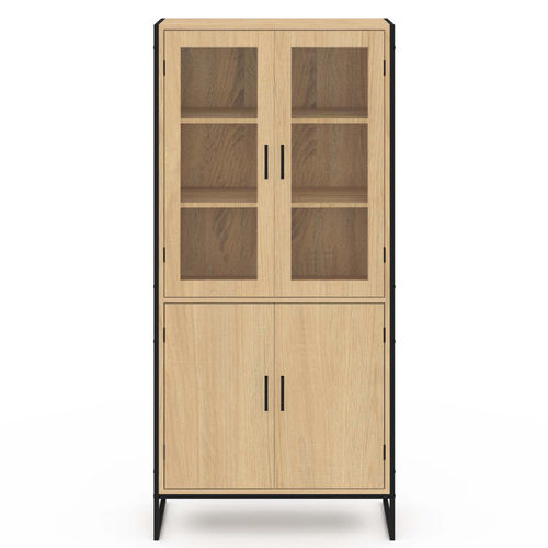 Vitrine Buffet Haut H. 176 Cm Vaisselier Detroit 4 Portes Design Industriel