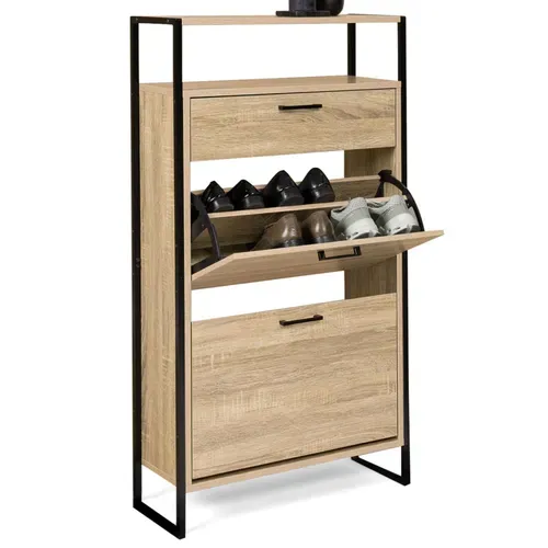 Meuble à Chaussures 12 Paires Luis 2 Portes Avec Tiroir Design Industriel