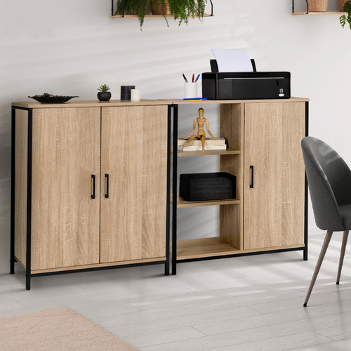 Armoire Basse Detroit 2 Portes Design Industriel