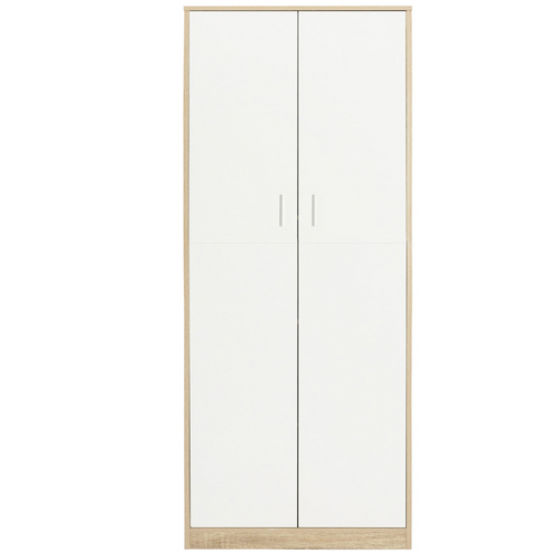 Armoire De Bureau 190 Cm Multifonction Maria Bois Et Blanc 2 Portes 4 Étagères