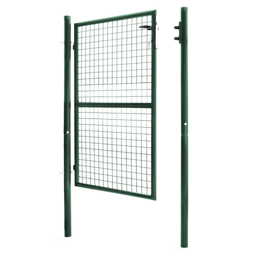 Portillon De Jardin 105 X 125 Cm En Acier Vert Avec Serrure Et Poignée