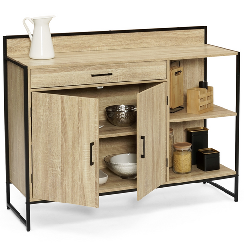 Buffet Bas De Cuisine 120 Cm Detroit Plan De Travail H.83 Cm 2 Portes + Tiroir Design Industriel