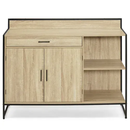 Buffet Bas De Cuisine 120 Cm Detroit Plan De Travail H.83 Cm 2 Portes + Tiroir Design Industriel