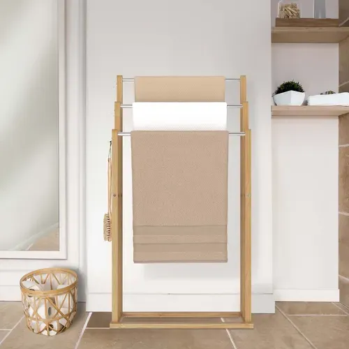 Porte-serviettes Sur Pied 3 Niveaux Rita En Bambou