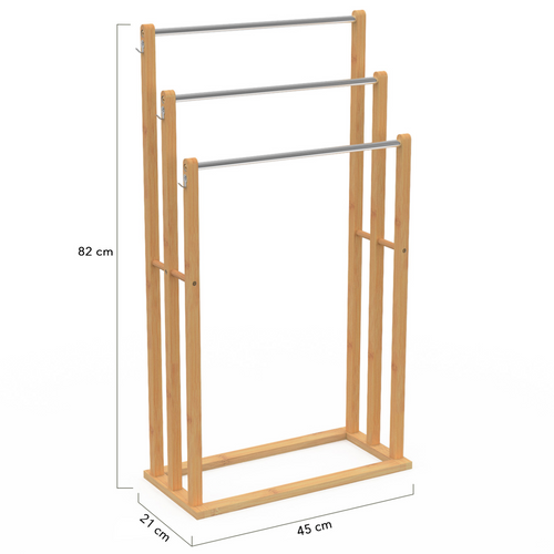 Porte-serviettes Sur Pied 3 Niveaux Rita En Bambou