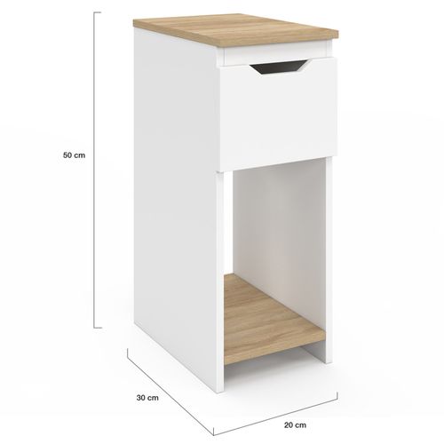 Lot De 2 Tables De Chevet étroites Anouk 1 Tiroir Avec Niche Blanc Et Bois
