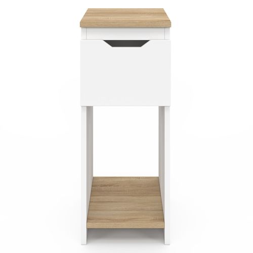 Lot De 2 Tables De Chevet étroites Anouk 1 Tiroir Avec Niche Blanc Et Bois