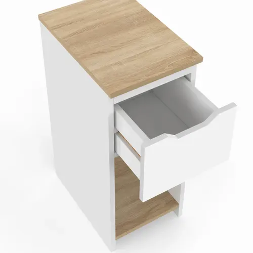 Lot De 2 Tables De Chevet étroites Anouk 1 Tiroir Avec Niche Blanc Et Bois
